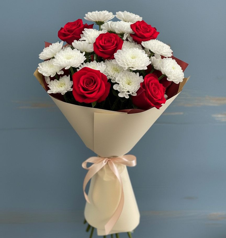 Букет цветов из: Розы и Хризантемы в Талицах Ивановской области