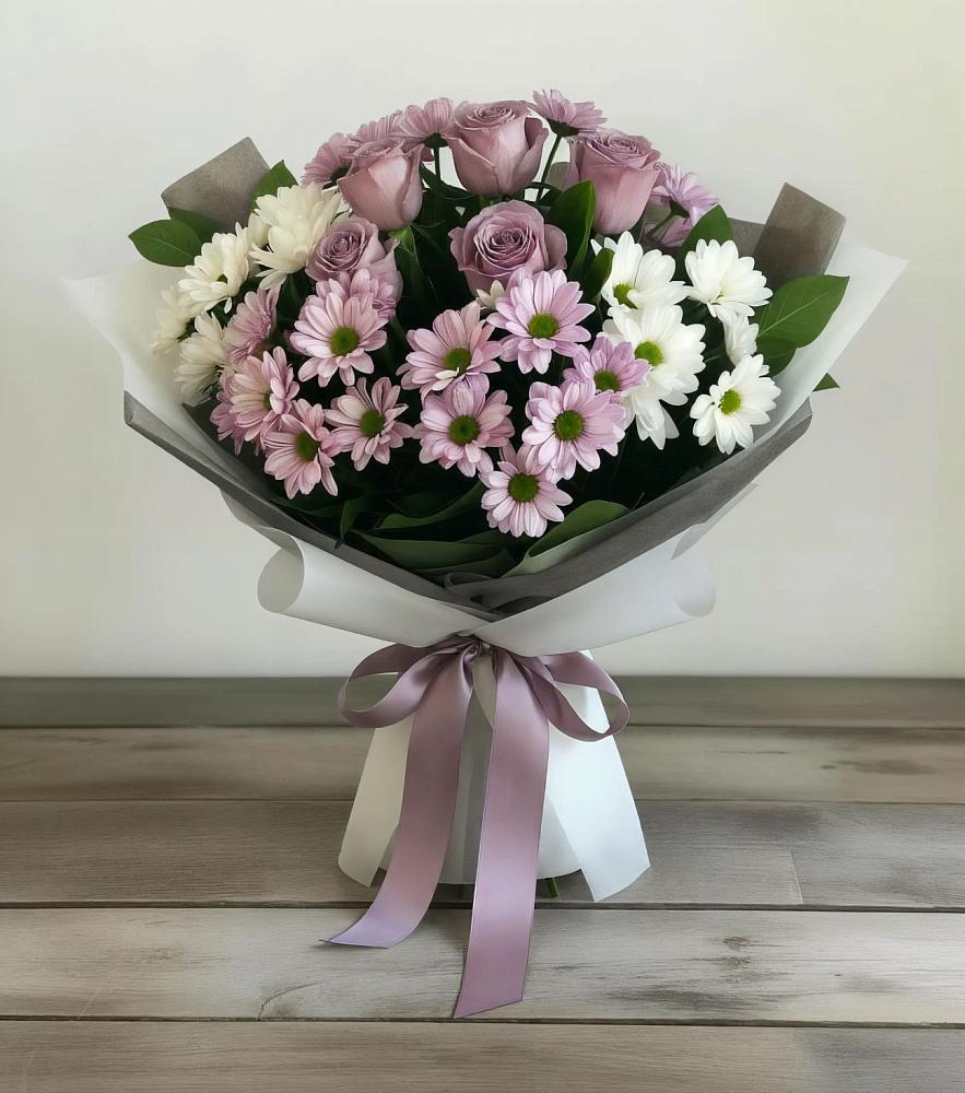 Букет цветов из: Хризантемы и Розы в Талицах Ивановской области