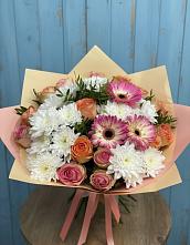 Букет цветов из:  Розы, Герберы и Хризантемы #REPLACE_PRED# Талицах Ивановской области
