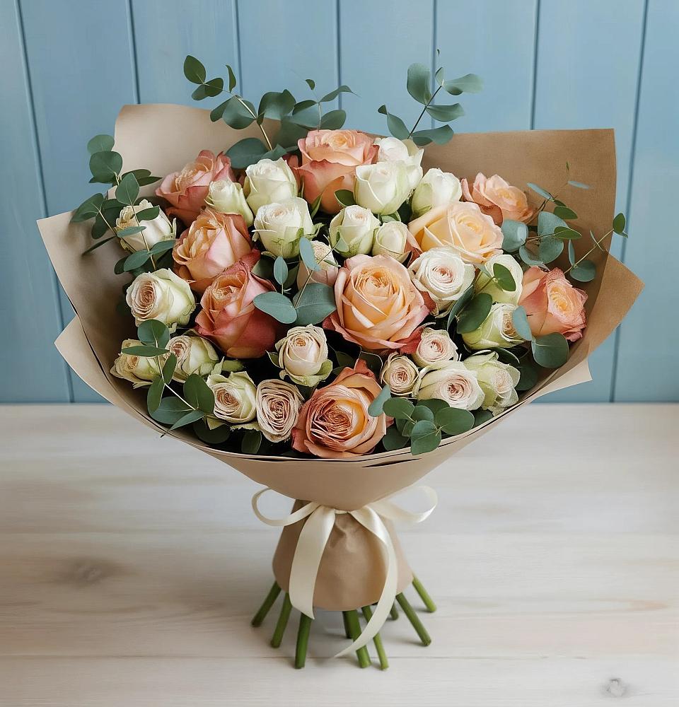 Букет цветов из: Альстромерии и Розы в Талицах Ивановской области