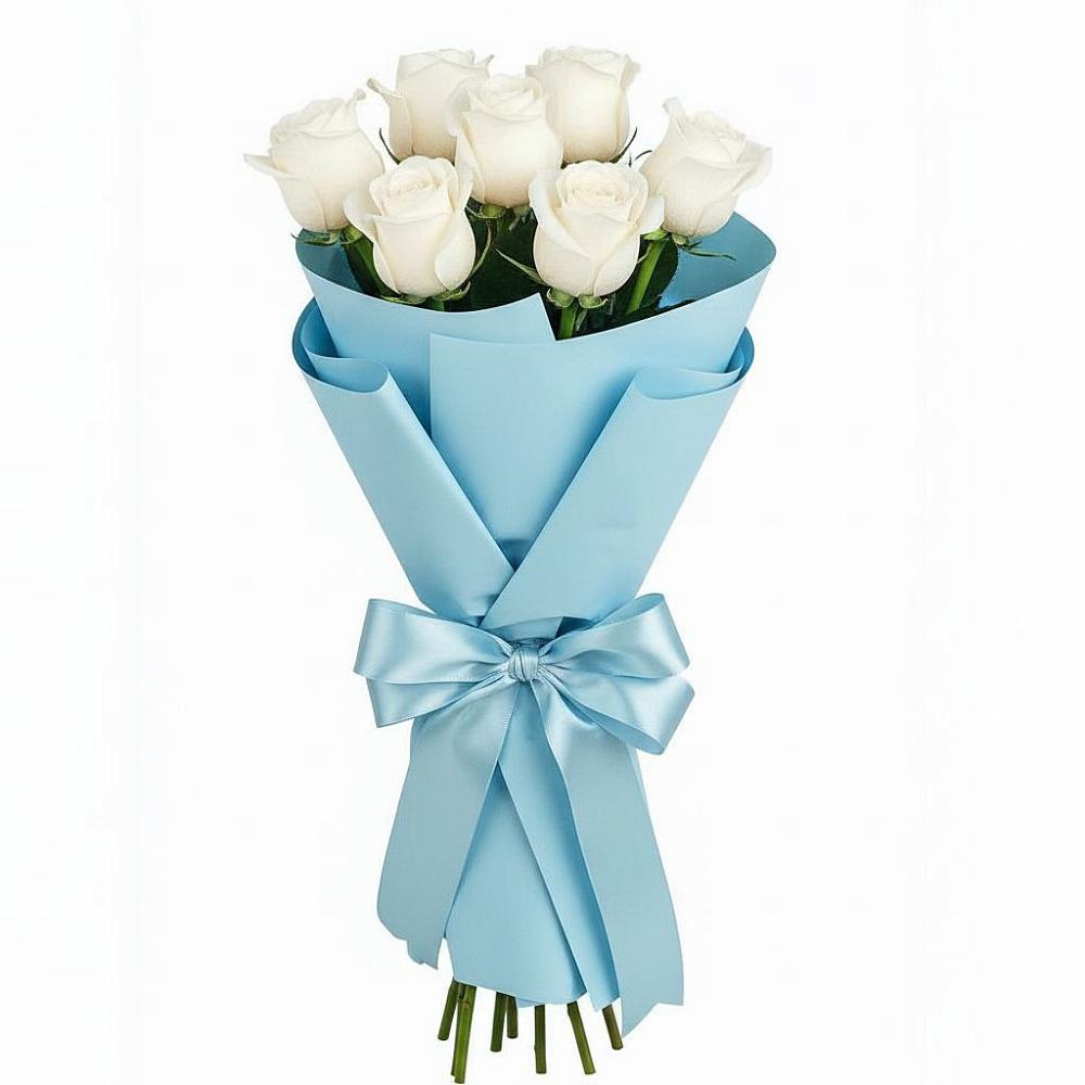 Букет 7 белых роз Проуд в Талицах Ивановской области