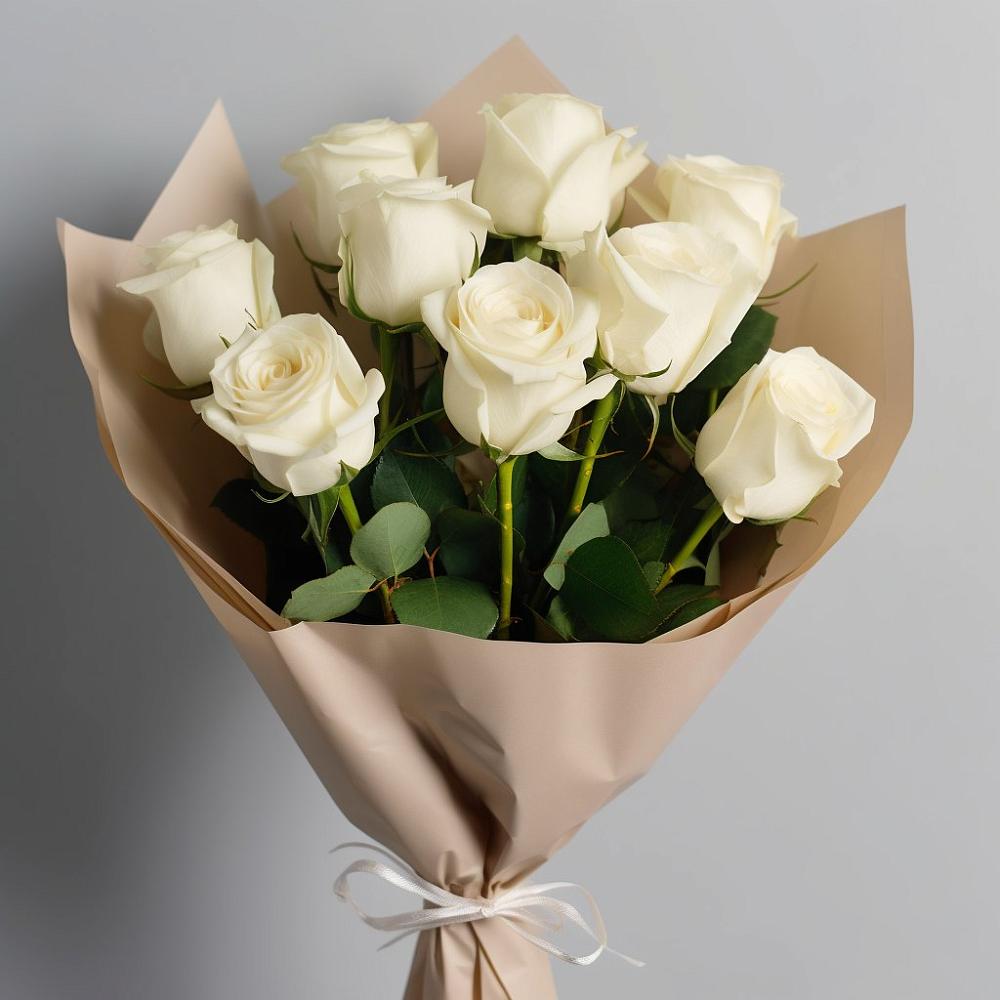 Букет 9 Белых роз Эдлесс Лав в Талицах Ивановской области