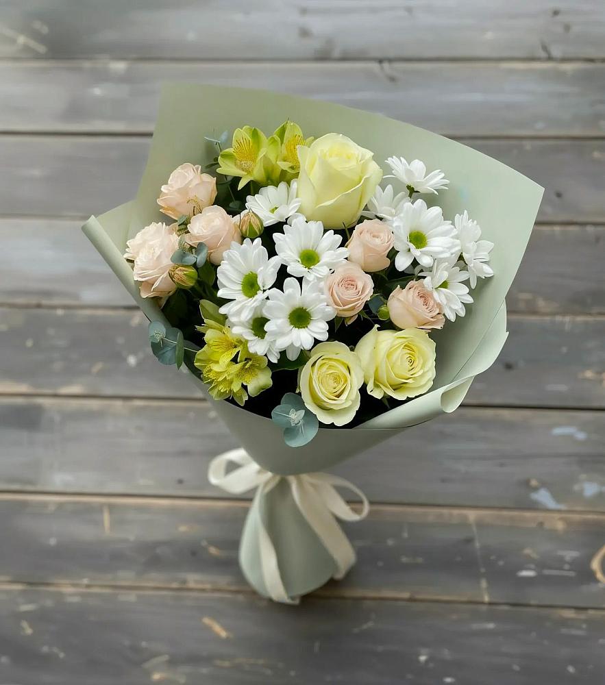 Букет цветов из: Альстромерии, Розы и Хризантемы в Талицах Ивановской области