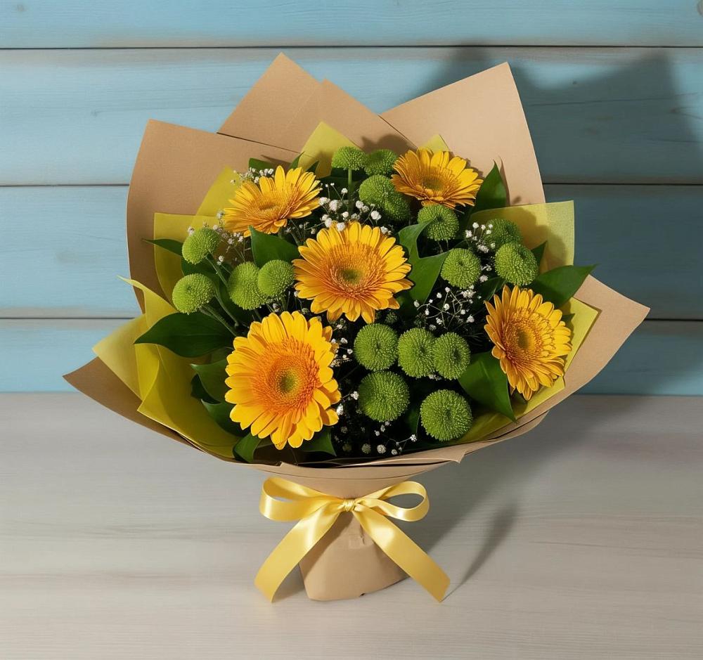 Букет цветов из: Герберы и Хризантемы в Талицах Ивановской области