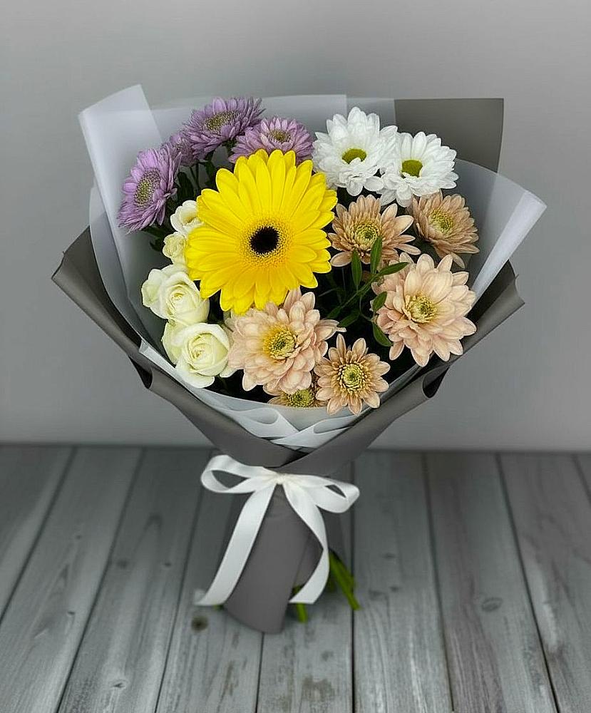 Букет цветов из: Розы, Герберы и Хризантемы в Талицах Ивановской области