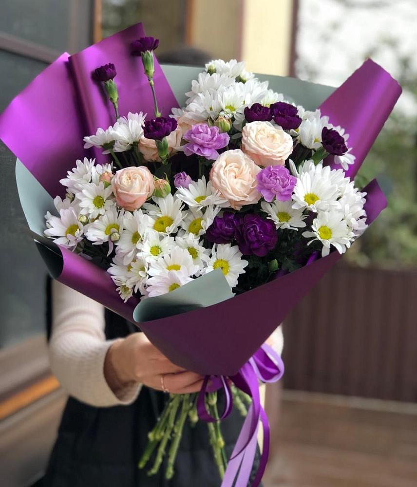 Букет цветов из: Хризантемы, Гвоздики и Розы в Талицах Ивановской области