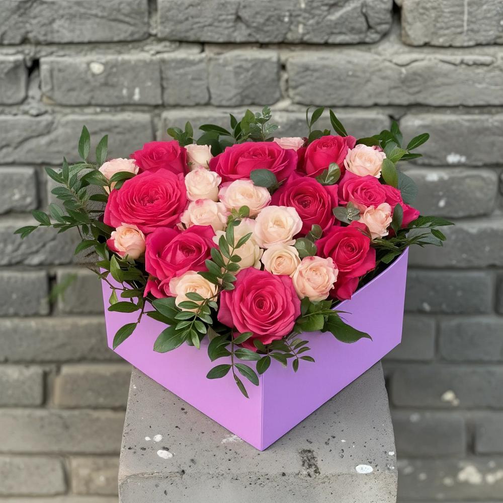 Цветочная композиция из Розы в коробке в Талицах Ивановской области