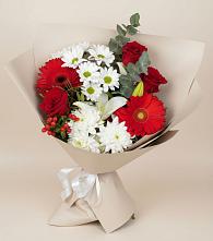 Букет цветов из:  Розы, Хризантемы, Герберы и Лилии в Талицах Ивановской области