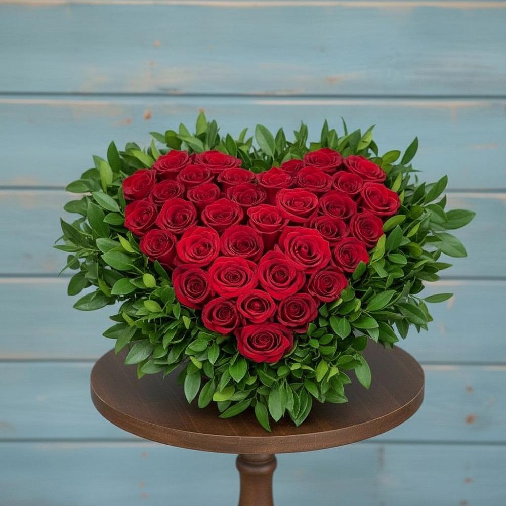 Цветочная композиция из Розы в виде сердца в Талицах Ивановской области