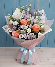 Букет цветов из:  Лизиантусы, Розы, Альстромерии и Гипсофила #REPLACE_PRED# Талицах Ивановской области