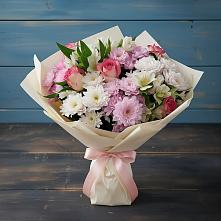 Букет цветов из:  Хризантемы, Альстромерии и Розы в Талицах Ивановской области