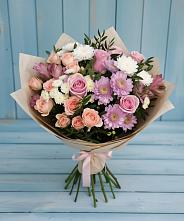 Букет цветов из:  Хризантемы, Розы и Альстромерии в Талицах Ивановской области