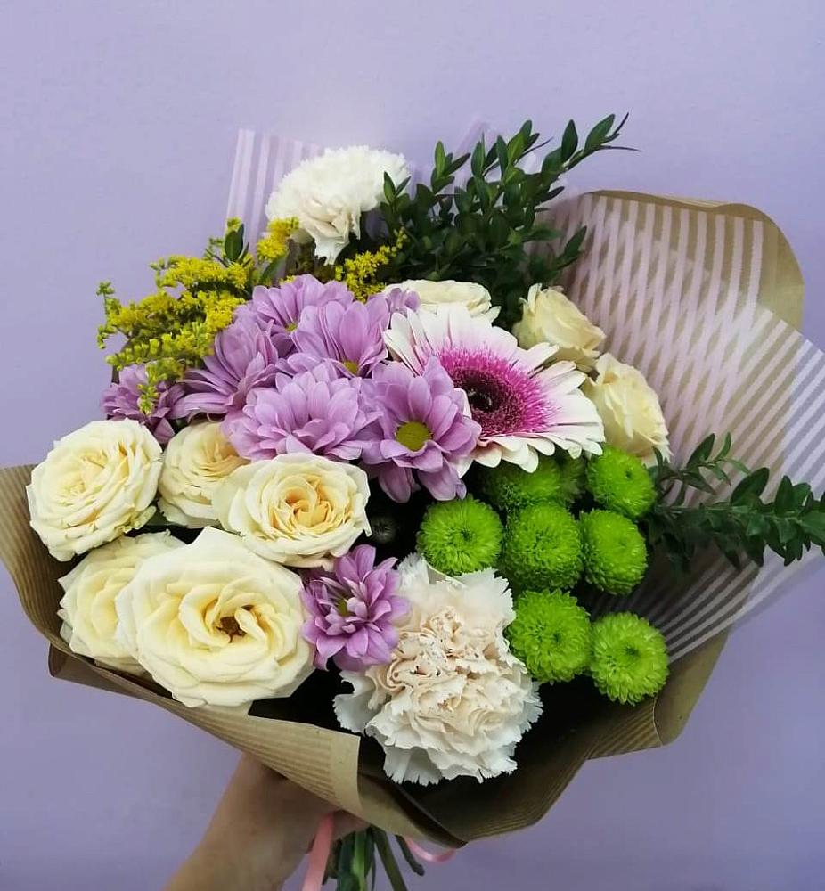 Букет цветов из: Хризантемы, Розы, Гвоздики и Герберы в Талицах Ивановской области