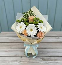 Букет цветов из:  Герберы, Розы и Хризантемы в Талицах Ивановской области