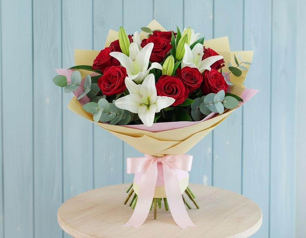 Букет цветов из: Лилии и Розы в Талицах Ивановской области